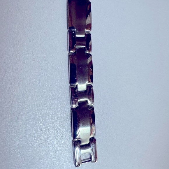 Silver Stainless Steel Rectangular Link Jewelry Bracelet - Picture 5 of 8